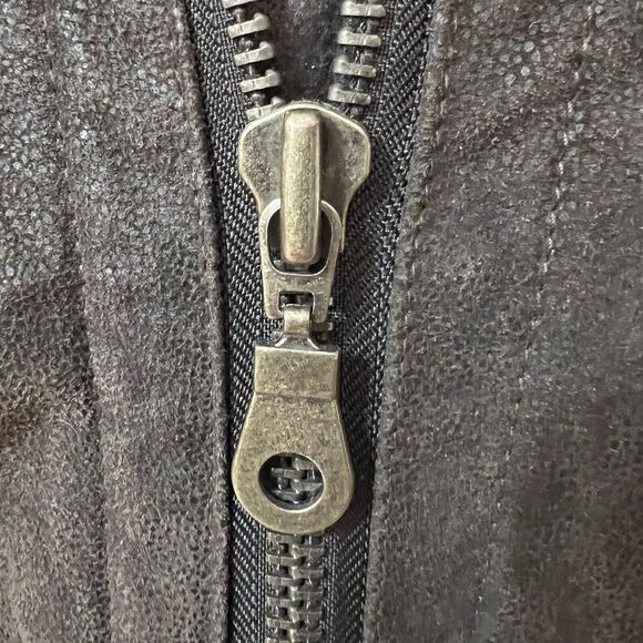 Men's Vintage Suede Faux Fur Lined Jacket Medium Jones New York Sport Bomber - Picture 2 of 8